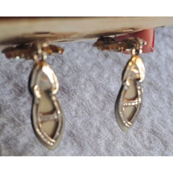 Vintage Kiss Me Quick Women's Fashion Pierced Earrings Dangle Rhinestones - Picture 3 of 6